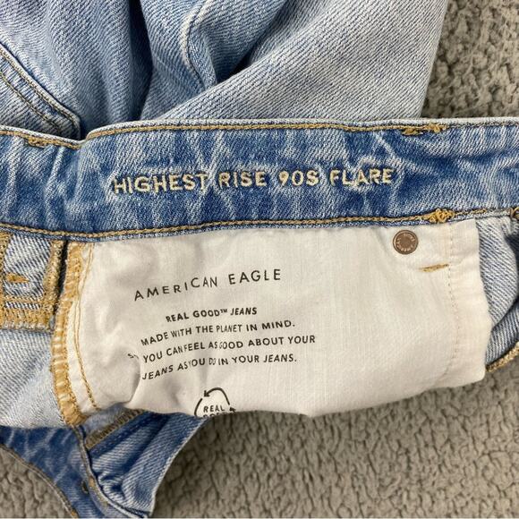 American Eagle AE Highest Rise 90's Flare Raw Hem Jean - Size: 14 Regular - Picture 11 of 14